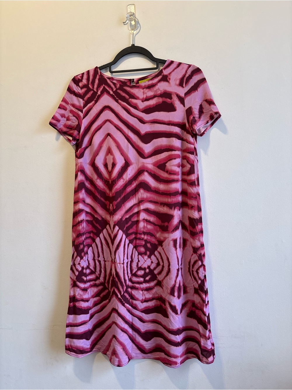 Short Sleeve Pink Tie-Dye A-Line Dress